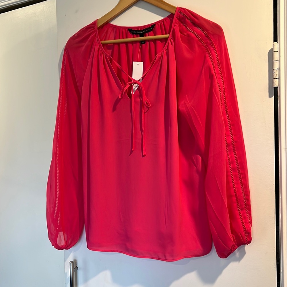 NWT White House Black Market fuchsia blouse size 4.